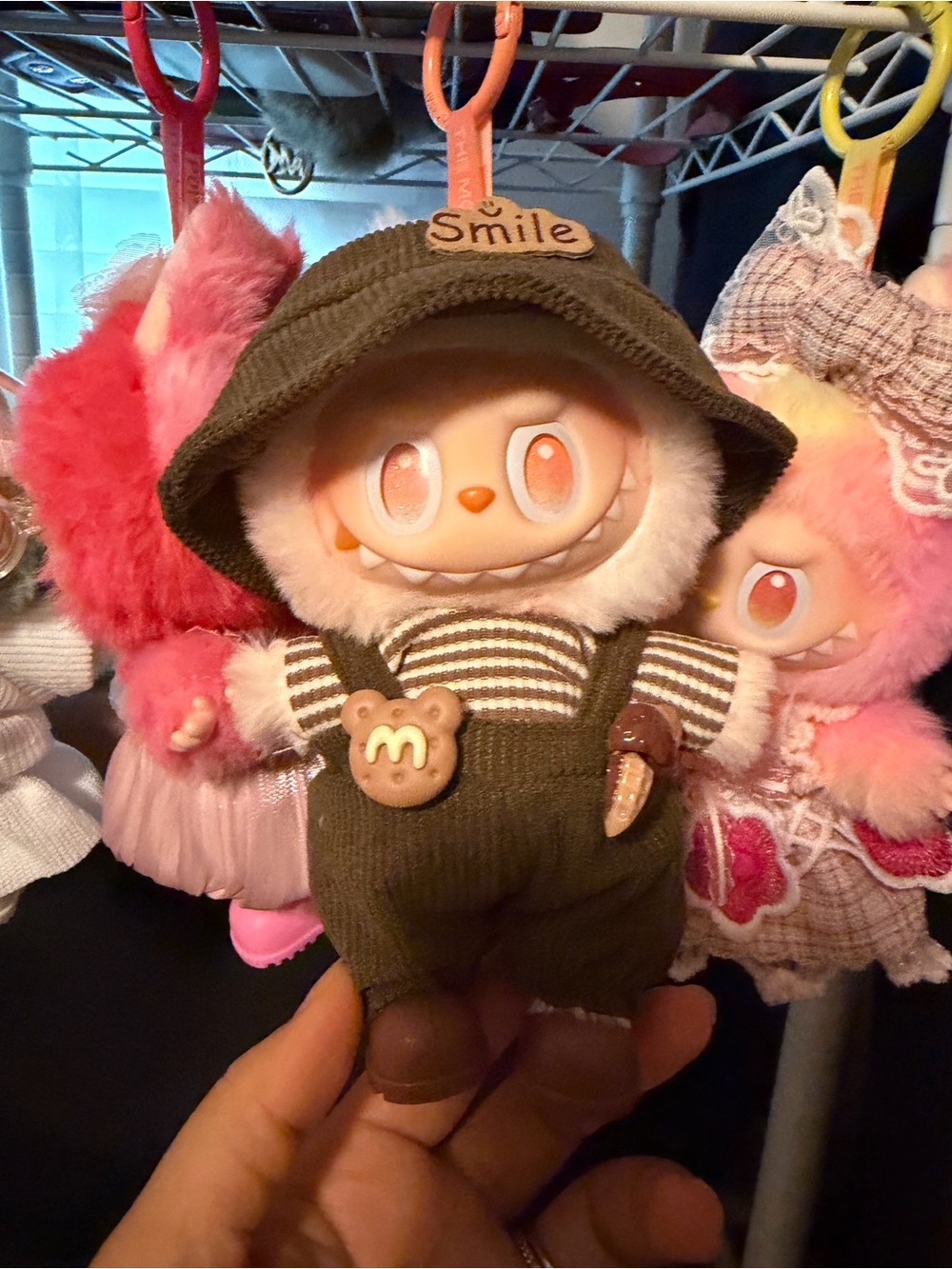 popmart labubu Smile Plush Character Doll in Olive Green Outfit - Kids Toys